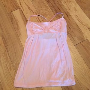 Lululemon pink baby doll empire waist tank sz 10 workout built in bra